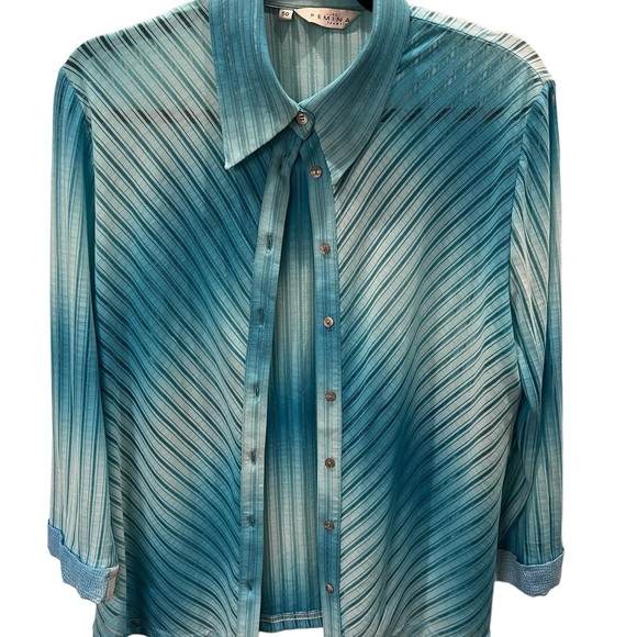 Femina long sleeve button down stripe women’s blouse Italian size 50 - Picture 1 of 6